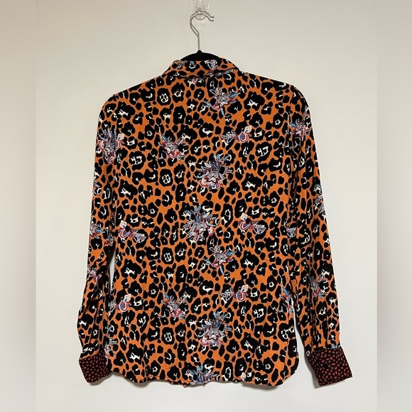Esqualo Artsy Multicolor Abstract Animal Print Button Down Top Size 4 - Picture 2 of 8